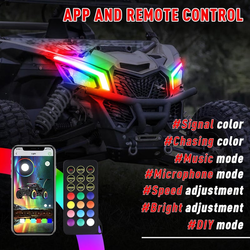 Beatto X3 Turn Signal Fang Light With Chasing Color,Front Signature Accent Light Fit for Can-Am Max R Maverick X3 R XDS XRS 2017-2024 - Image 5